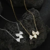 A light luxury golden collarbone chain supply, featuring a female mother-of-pearl necklace decorated with diamonds and a bow pendant full image